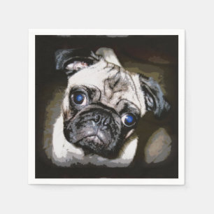cute blue-eyed pug face napkin