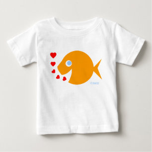 Cute Blue Eyes Baby Goldfish Cartoon and Kisses T-Shirt