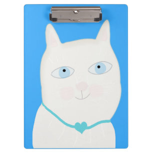 Cute blue eyes cat illustration Clipboard by Gemma