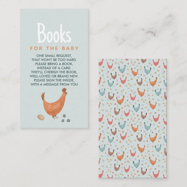 Cute Blue Farm Chicken Books For Baby Enclosure Card (Front/Back)