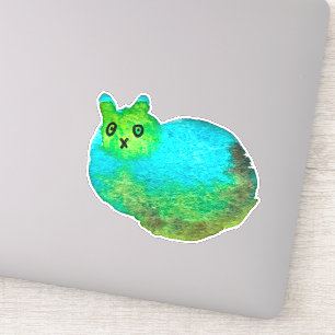 Cute blue fat cat art illustration