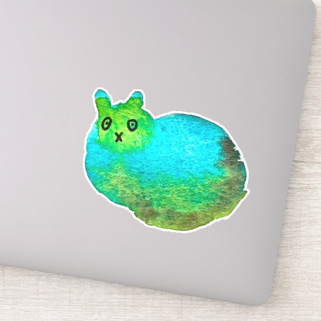 Cute blue fat cat art illustration (Detail)