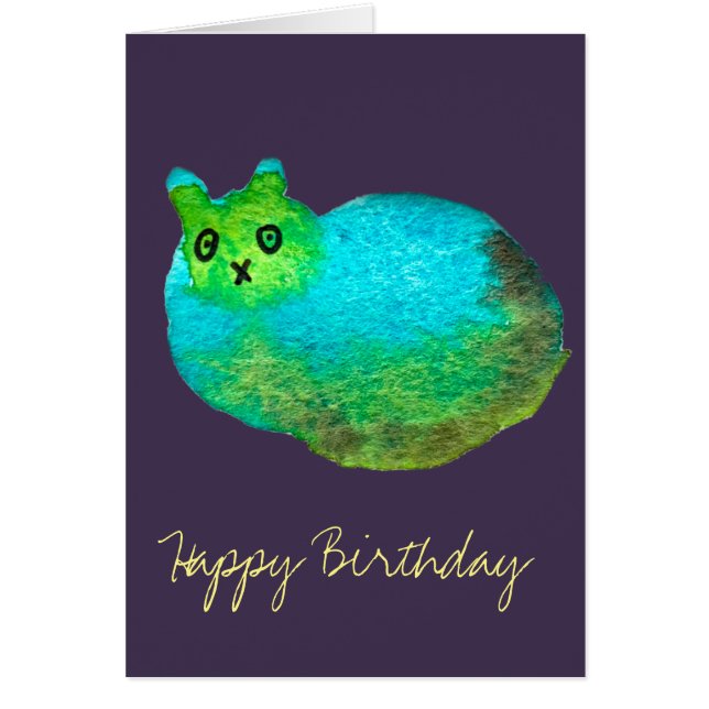 Cute blue fat cat art illustration (Front)