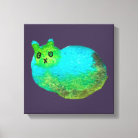 Cute blue fat cat art illustration