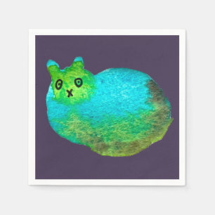 Cute blue fat cat art illustration napkin