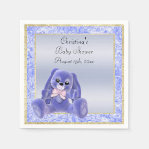 Cute Blue Floppy Ears Bunny Baby Shower Napkin