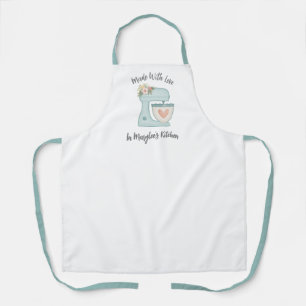 Cute Blue Floral Bakery Cake Mixer Apron