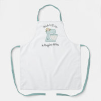 Cute Blue Floral Bakery Cake Mixer Apron