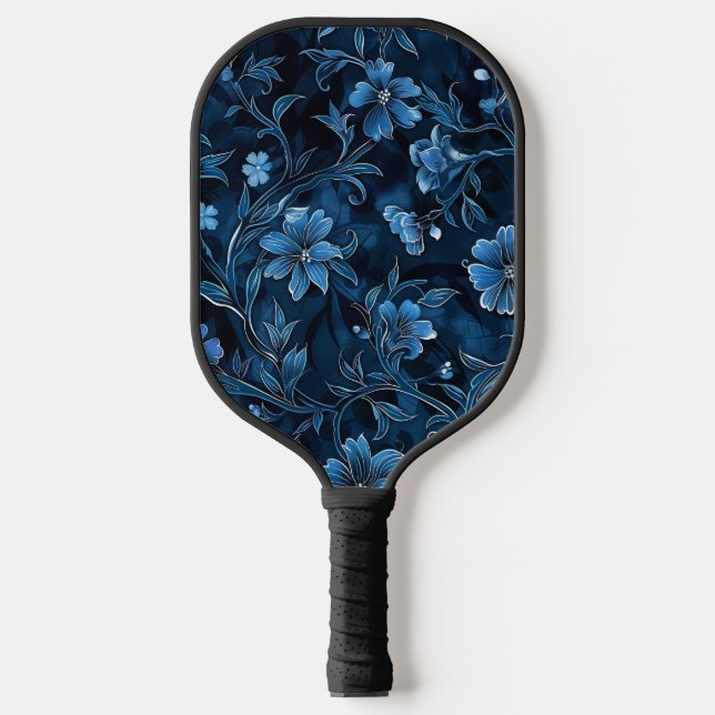 Cute Blue Floral Exercise Pickleball Paddle (Front)