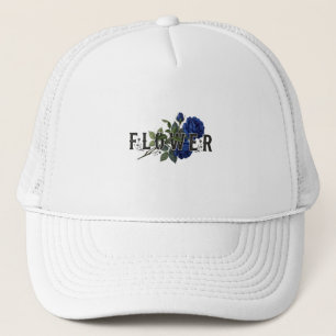 Cute Blue Floral "FLOWER" Hoodie for Girls, Aesthe Trucker Hat