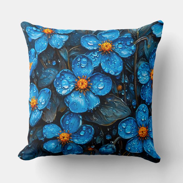 Cute Blue flowers Cushion (Front)
