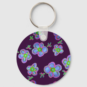 Cute Blue Flowers! Key Ring