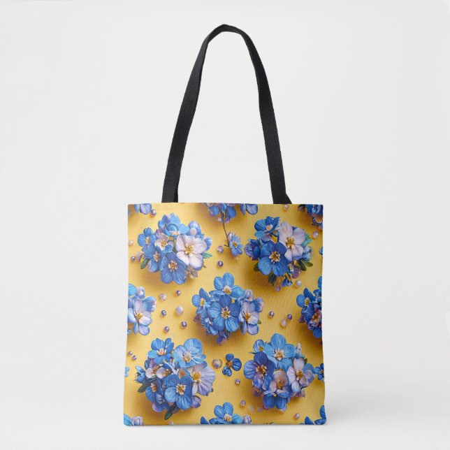 Cute Blue flowers Tote Bag (Front)