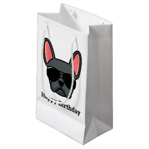 Cute Blue French Bulldog Face Small Gift Bag