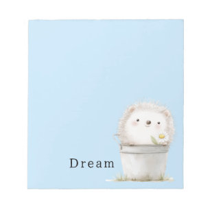 Cute Blue Garden Hedgehog in Pail Notepad