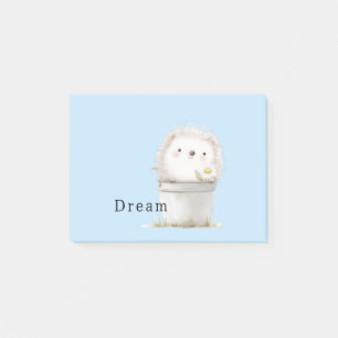 Cute Blue Garden Hedgehog in Pail Post-it Notes