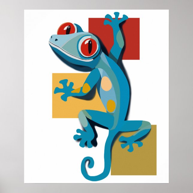 Cute Blue Gecko Reptile Lovers Poster (Front)
