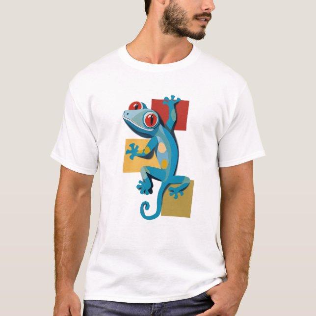 Cute Blue Gecko Reptile Lovers T-Shirt (Front)