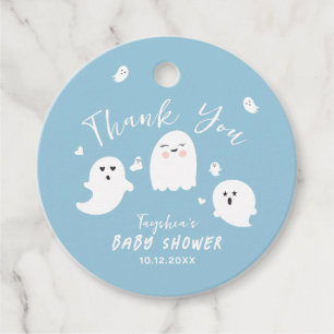 Cute Blue Ghost Boy Baby Shower Favour Tags