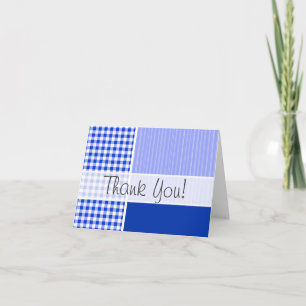 Cute Blue Gingham; Chequered Thank You Card