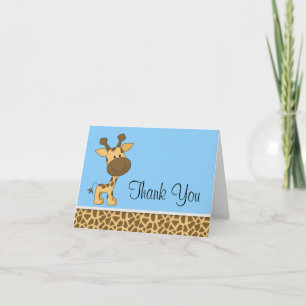 Cute Blue Giraffe Thank You Card