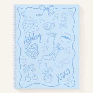 Cute Blue Girly Trendy Notebook