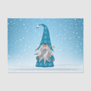 Cute Blue Gnome On Snow Tissue Paper