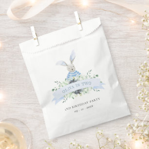 Cute Blue Green Bunny Foliage Any Age Birthday Favour Bags