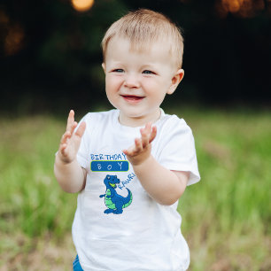 Cute Blue Green Dinosaur First Birthday  Toddler T-Shirt