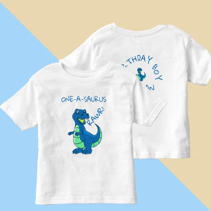 Cute Blue Green Dinosaur First Birthday Toddler T-Shirt