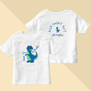 Cute Blue Green Dinosaur First Birthday  Toddler T-Shirt