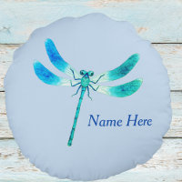Cute Blue Green Dragonfly Monogram Name