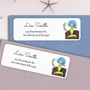 Cute Blue Green Mermaid Return Address
