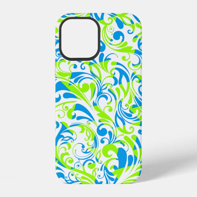 Cute blue green mixed floral patterns iPhone case (Back)