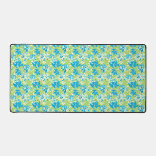 Cute blue green seamless lily floral desk mat