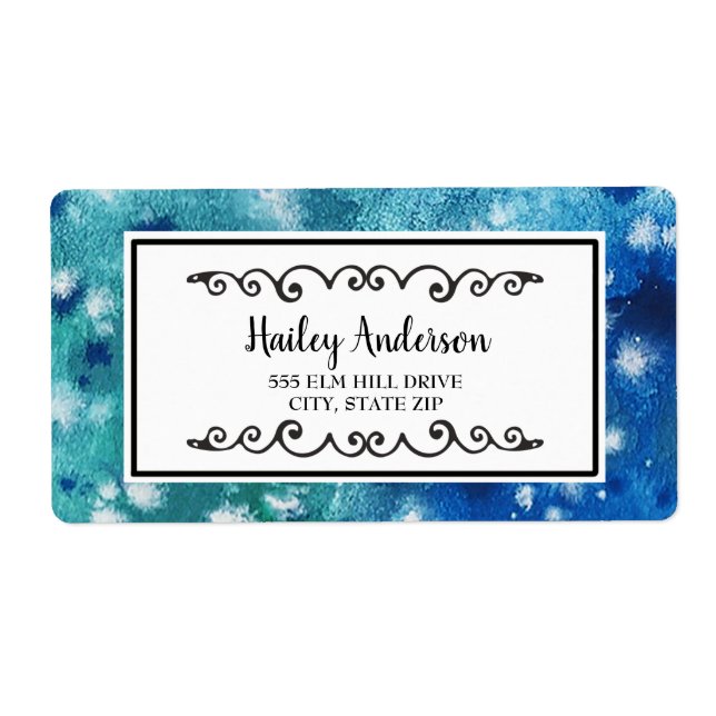 Cute Blue Green White Shipping Label (Front)