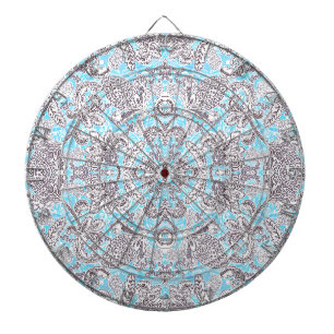 Cute blue grey classic floral dartboard