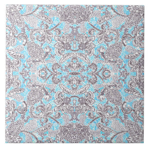 Cute blue grey classic floral tile
