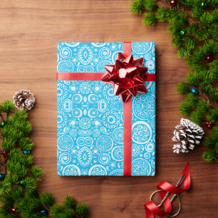 Cute blue grey ornament pattern wrapping paper