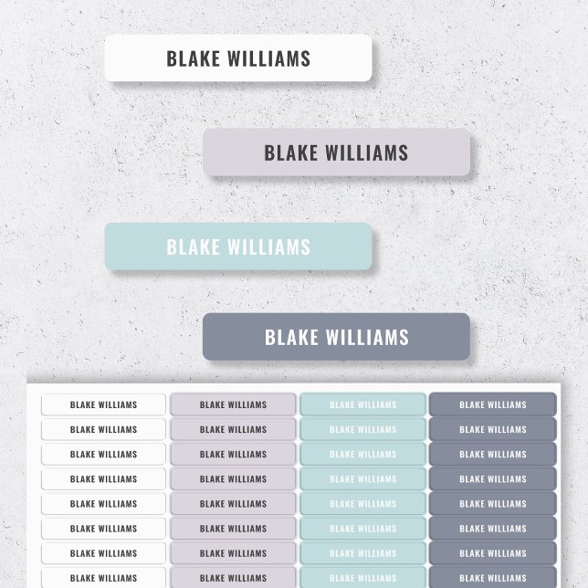Cute Blue Grey Pastel Gender Neutral Name School (Cute Blue Gray Pastel Gender Neutral Name School Labels
)