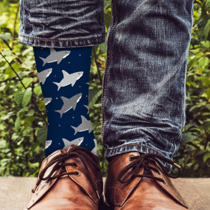 Cute Blue Grey Shark Pattern Socks