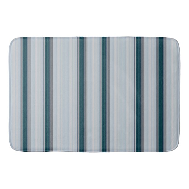 Cute blue grey stripes  bath mat (Front)