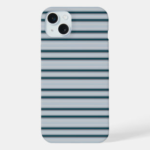 Cute blue grey stripes iPhone 15 plus case