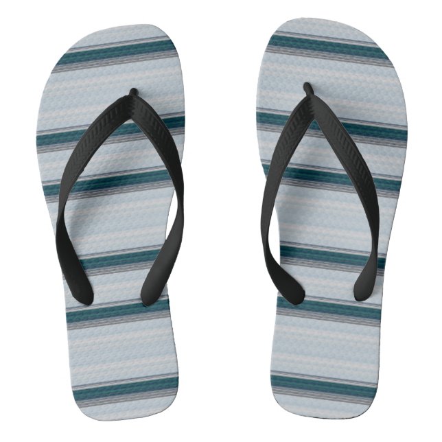 Cute blue grey stripes  jandals (Footbed)
