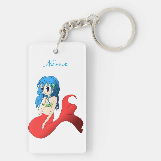 Cute Blue-haired Mermaid Thunder_Cove Key Ring (Back)