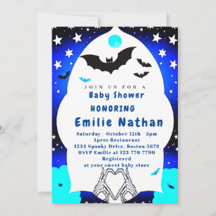 Cute Blue Halloween baby shower Invitation