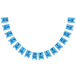 Cute Blue Happy Birthday Cartoon Smiling Snail Bunting