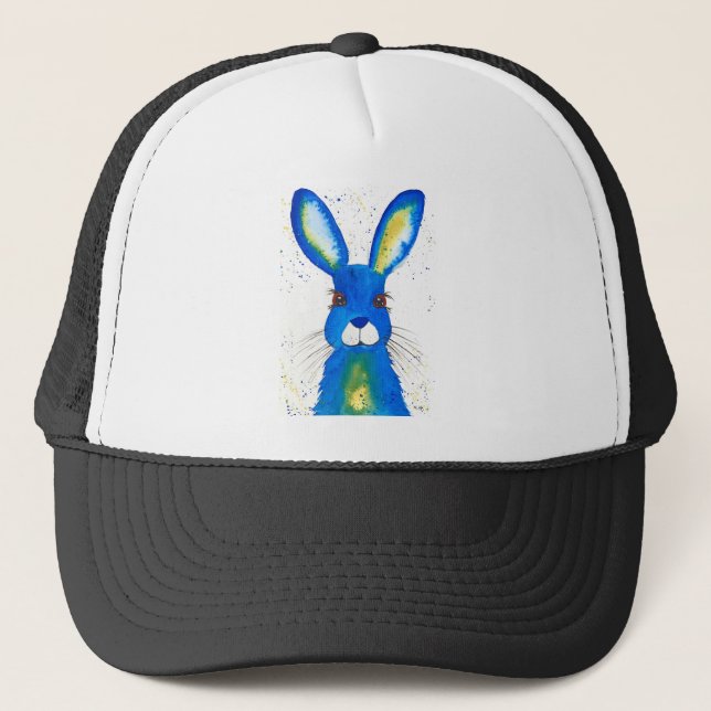 Cute Blue hare Trucker Hat (Front)