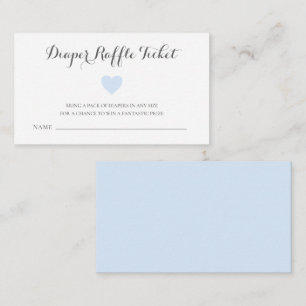 Cute Blue Heart Diaper Raffle Boy Baby Shower Enclosure Card
