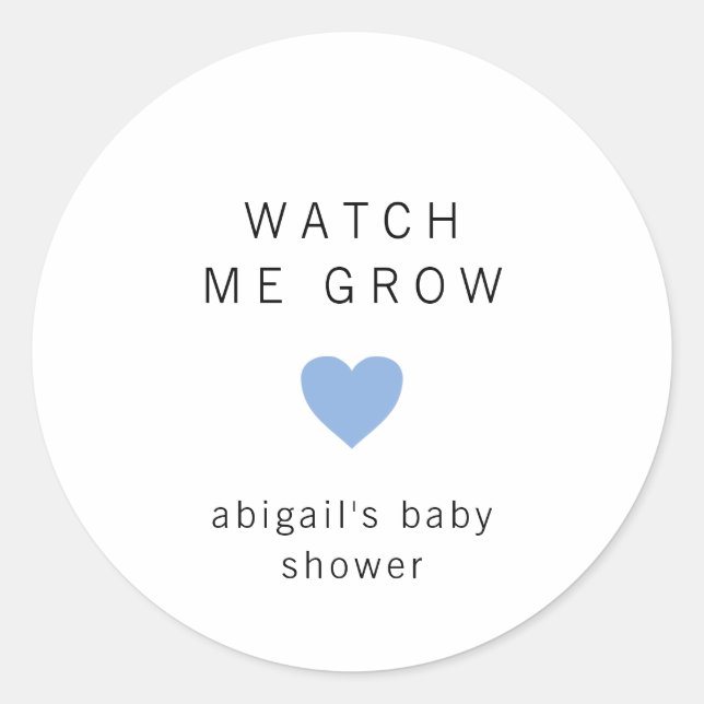 Cute Blue Heart Modern Baby Shower Classic Round Sticker (Front)